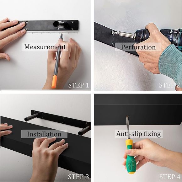 Shelves Floating Wall Shelf 24"x6" Set of 2 Matte Black - Picture 8 of 8